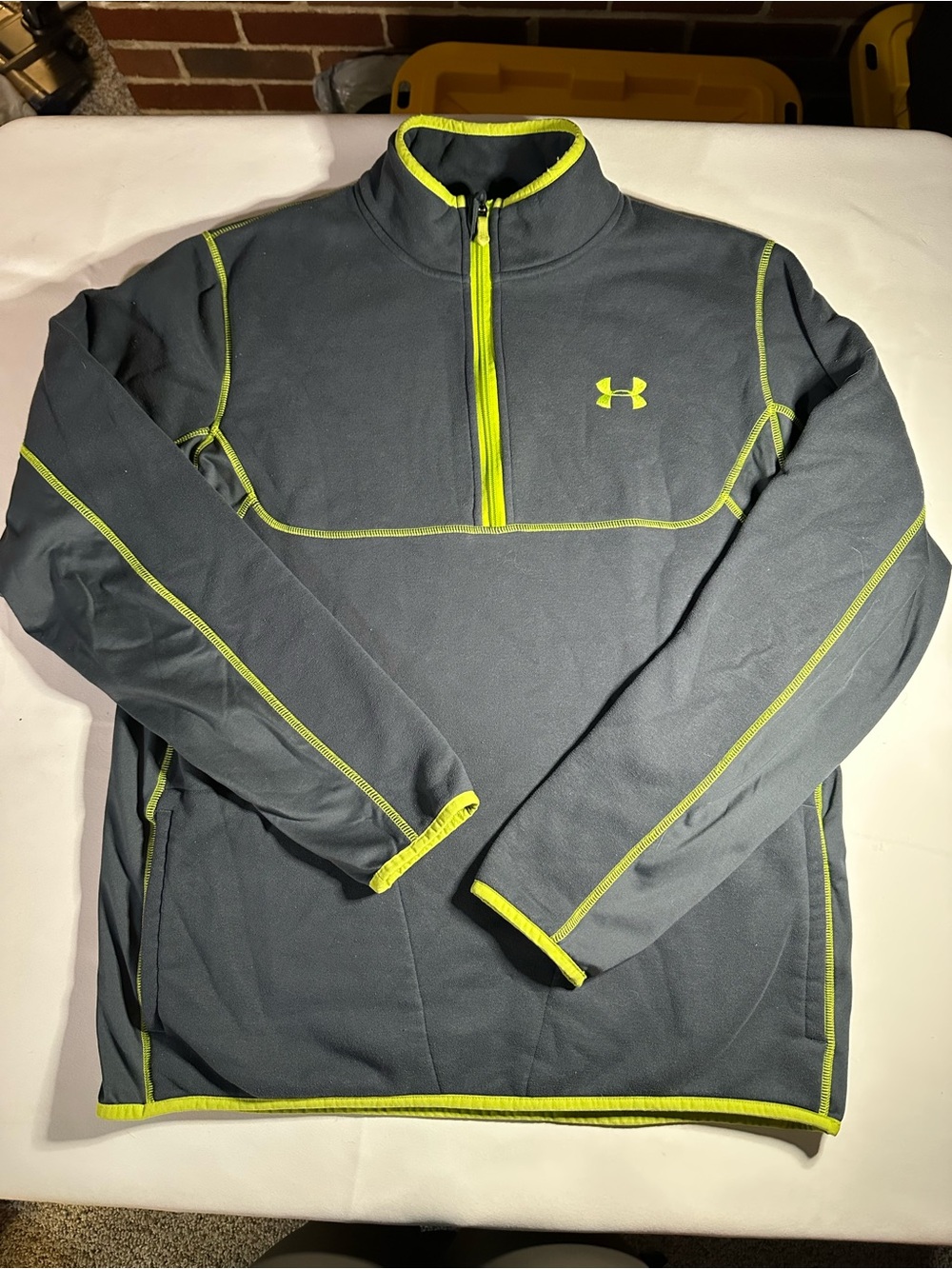 LG Men’s Navy Quarter-Zip Performance Jacket with Lime Trim
